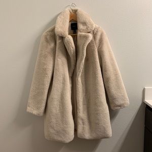 White Faux Fur Coat Size M